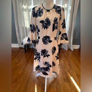 Kate Spade pale pink and black knight rose shift dress